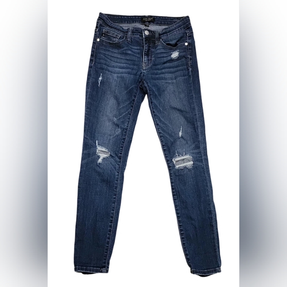 Judy Blue distressed skinny Dark wash mid-rise jeans, size 5/27
